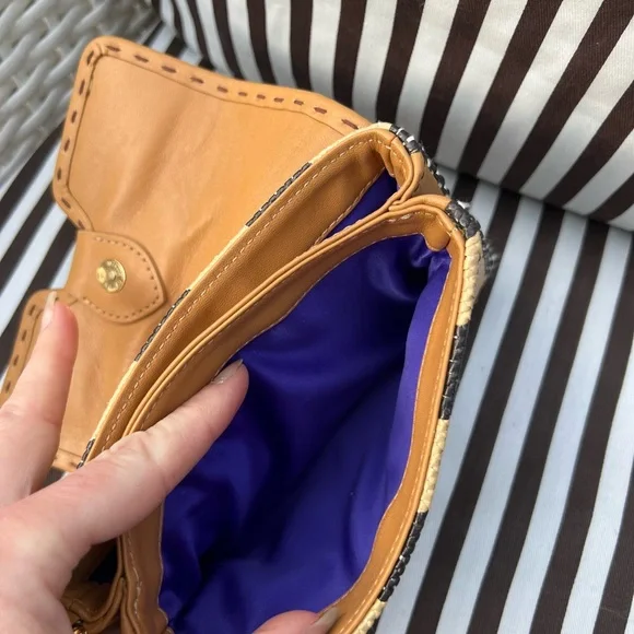 Henri Bendel Dark Brown and Tan Raffia Clutch/Wristlet - Picture 9 of 12